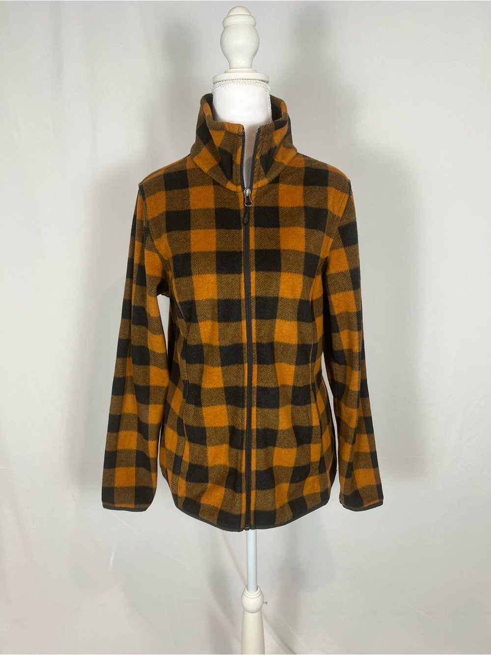 Amazon Essentials Buffalo Check Zip Jacket in Mustard and Black